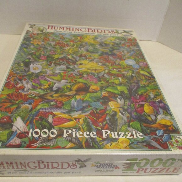 Hummingbirds NEW Large Black Red White Green 1000 Piece Vintage 2005 Puzzle - Picture 4 of 6